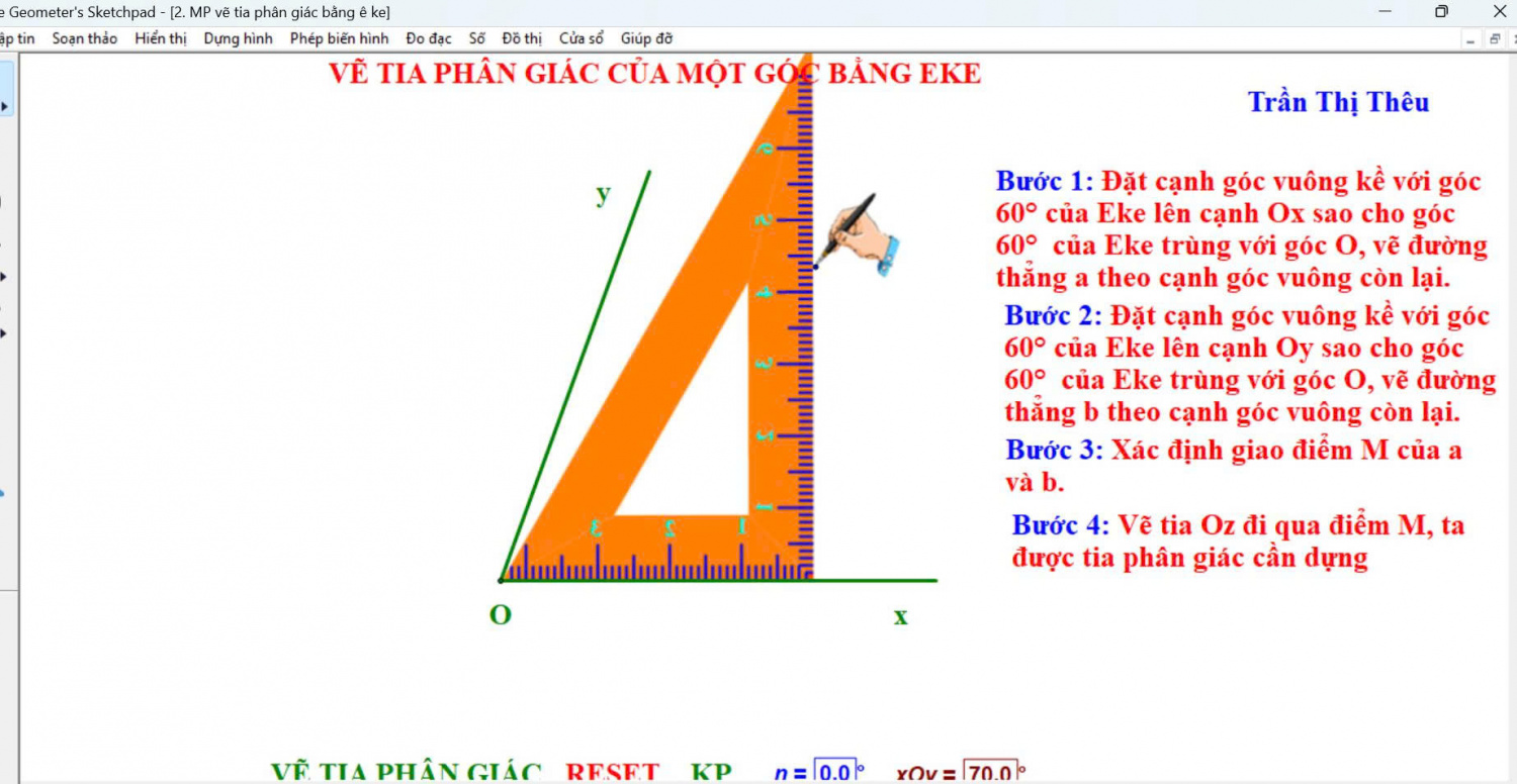 Cuộc thi đồ dùng tự làm: Sử dụng phần mềm GSP 5.0 tạo mô phỏng vẽ tia phân giác